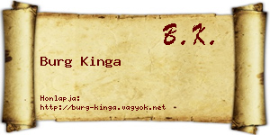 Burg Kinga névjegykártya